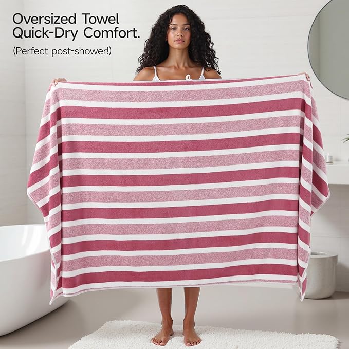 REDKISS Ultra Soft Bath Towel Set 6-Piece 35"x70" | 100% Microfiber, Highly Absorbent | Quick Dry Towels for Bathroom, Spa, Gym | 2 Bath, 2 Hand, 2 Washcloths | Pinkish-red