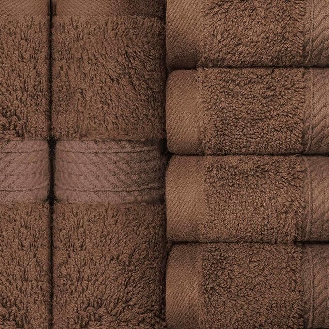 Superior Egyptian Cotton Pile Face Towel/Washcloth Set of 6, Ultra Soft Luxury Towels, Thick Plush Essentials, Absorbent Heavyweight, Guest Bath, Hotel, Spa, Home Bathroom, Shower Basics, Chocolate