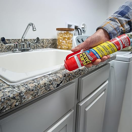 Flex Caulk, Silicone, Waterproof & Weatherproof Sealant, Strong, Indoor, Outdoor, Bath, Kitchen, Shower, Sink, Window, Baseboards, Door, RV, Roof, Wood, Glass, Tile, Marine, White, 6.5 oz, 1-Pack