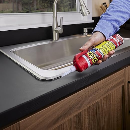 Flex Caulk, Waterproof & Weatherproof Hybrid Polymer Sealant, Strong, Paintable, Indoor, Outdoor, Bath, Shower, Sink, Window, Baseboards, Door, RV, Roof, Wood, Auto & Marine, White, 9 oz, 1-Pack