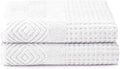 Texere 100% Organic Cotton Diamond Jacquard 700 GSM Luxury Bath Towel Sets - Ultra Soft and Absorbent Hotel and Spa Quality (Diamond, Bright White, 2 Bath Towels)