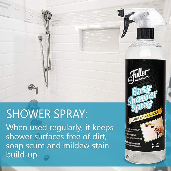 Fuller Brush Easy Shower Spray - No Scrub Shower Cleaner - Multi Surface Formula Keeps Surfaces Clean From Dirt, Soap Scum and Hard Water Stain Build Up Perfect for Shower Floors Walls (Pack of 6)