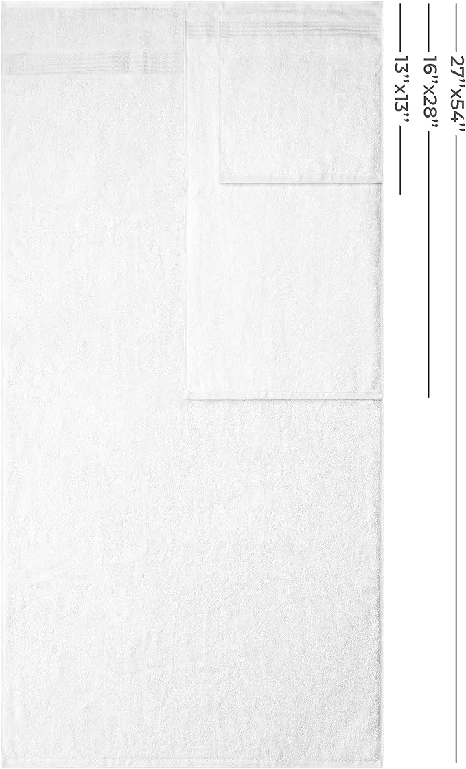 Hotel & Spa Quality Super Absorbent and Soft, Cotton, 6 Piece Turkish Towel Set for Kitchen and Decorative Bathroom, Includes 2 Bath Towels 2 Hand Towels 2 Washcloths, Snow White
