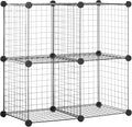 Amazon Basics 4 Cube Storage Organizer - Wire Grid Closet and Shelves, Stackable, Black 14"x14"x14"