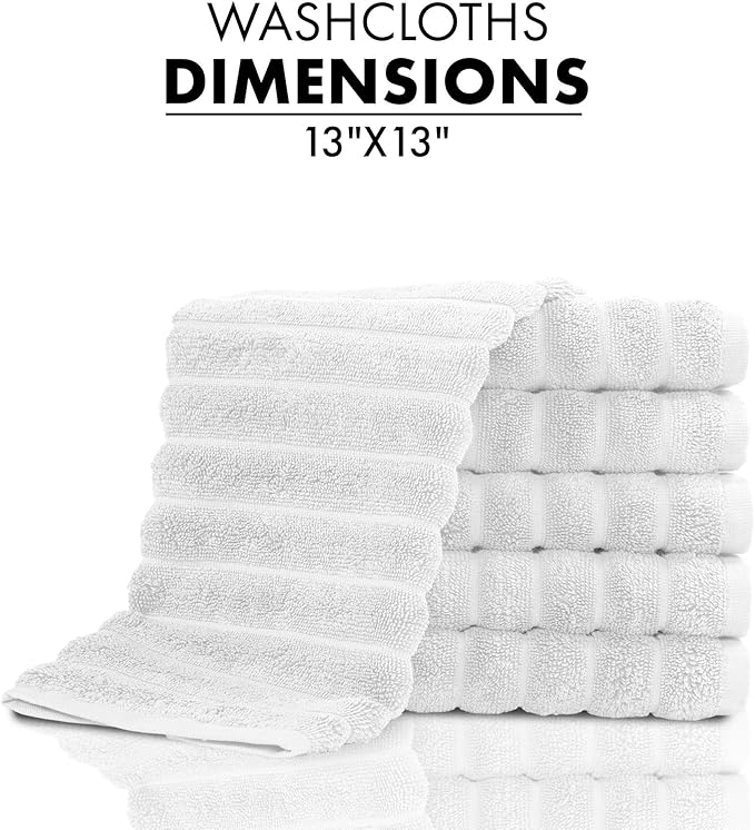 Classic Turkish Towels CTT Luxurious 100% Turkish Cotton Washcloths 6 Pack, Highly Absorbent & Quick Dry, Face Towels Wash Cloths for Hotel, Spa & Gym | 13"x13" (Platinum)