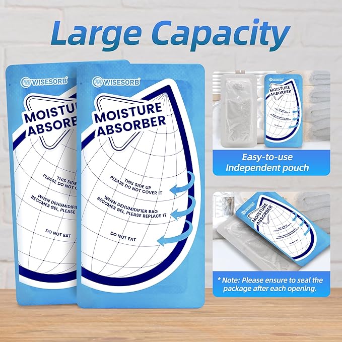 25 Gram Moisture Absorbers, 30 Packs Dehumidifier Bags for Bathrooms, Basements, Rvs, Paper Packing Premium White Granule Humidity Packets Perfect for Closet