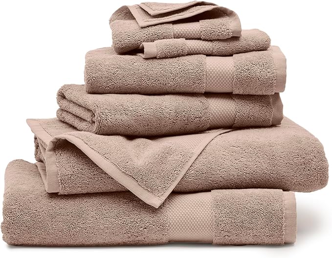 BOLL & BRANCH Plush Bath Towel Set - Dusty Rose - 6 Piece - Includes 2 Bath Towels, 2 Hand Towels & 2 Washcloths - 100% Organic Cotton - Ultra Soft & Luxurious - Quick Absorbing