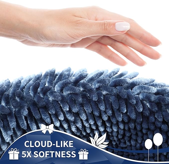 Yimobra Large Bathroom Rug Non Slip 36x24 Inch, Extra Thick Soft Absorbent Chenille Bath Mat, Machine Washable Bath Rugs for Bathroom Floor, Tub and Shower, Home Decor Accessories, Light Blue