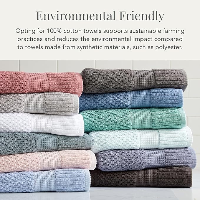 NY Loft 100% Cotton 6 Piece Bath Towel Set | Grey Towels | Oeko-TEX® Standard 100 | Soft & Absorbent, Quick-Dry | 2 Bath Towels 2 Hand Towels and 2 Washcloths | Trinity Collection - Dark Grey