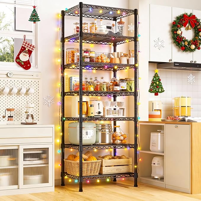 REIBII 7-Tier Metal Shelving Unit, 71’’H x 18’’W x 18’’D, 1176 LBS Weight Capacity, Adjustable Garage Shelving for Storage, Heavy Duty Shelves for Kitchen, Living Room, Bathroom etc.