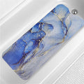 Blue Bathtub Mat Non Slip Marble Gold Line Extra Long Bath Mat for Tub Abstract Art Anti Slip Shower Mat for Bathroom with Large Drain Holes and Suction Cups Quality Bath Mats and Bathtub Decor 40x16