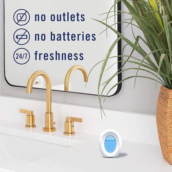Febreze Bathroom Air Freshener, Odor-Fighting, Plug In Alternative, Air Fresheners for Home, Bathroom, & Kitchen, Closet Air Fresheners, Pet & Litter Box Odor Fighter, Refresh & Energize Scent, 4ct