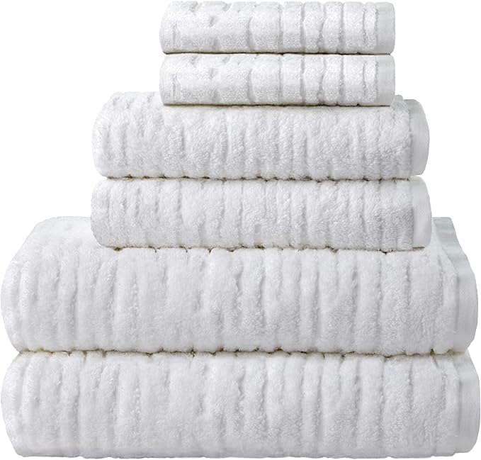 SKL Home CloudSoft Cotton Luxury 6-Piece Towel Set, White