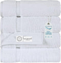 SALBAKOS 100% Turkish Cotton Bath Towel Set of 4 27x54 inch | Heirloom Quality | Hotel & Spa Collection | Ultra Soft, Super Absorbent, Long Lasting Bath Towels | Made in Turkey (White, 4 Bath Towels)
