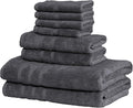Mosobam Luxury Turkish 8pc Towel Set 30X58 16X30 13X13 Charcoal Gray (Dark Grey) 700 GSM Bamboo Viscose & Aegean Turkish Combed Cotton