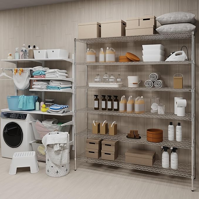 18" Deep x 72" Wide x 74" Height Wire Shelving Kit | 6-Tier | NSF Commercial Storage Rack Unit