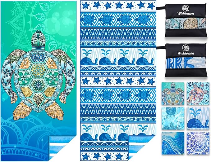 2 Pack Microfiber Lightweight Beach Towel Sand Free Quick Dry Absorbent Thin Compact Towels for Swimming Pool Camping Beach Accessories Large Easy Pack Travel Things for Vacation Essentials Gift