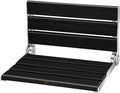 Wall Mounted Shower Seat - 16IN Teak Fold Down Shower Seat for Elderly, Disabled & Pregnant Women - Sturdy Shower Benches for Inside Shower with 400LB Capacity- 2025 Premium Black Shower Bench