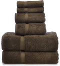 Luxury Hotel & Spa Quality, Quick Dry 100% Turkish Cotton, 700 GSM, Eco Friendly Towel, Bathroom and Kitchen Dobby Border Towels, 2-Bath Towel, 2-Hand Towel, 2-Washcloth (Bundle Set of 6, Cocoa)