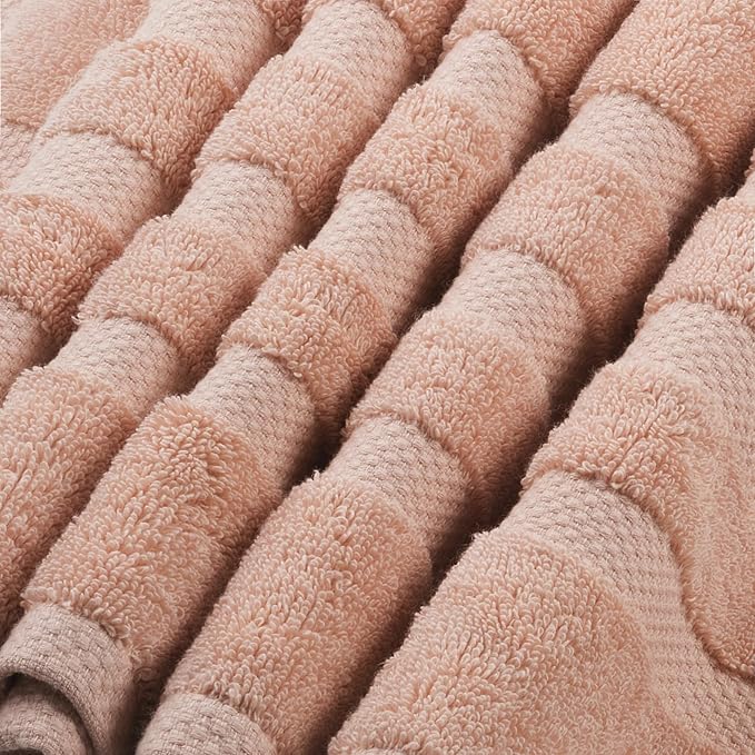SOFE H&L | Olea Luxury Turkish Cotton Bath Towels Set of 6 : 2 Bath Towels 2 Hand Towels 2 Wash Cloths, Blush | Thick, Premium, Soft, Durable, Absorbent - Hotel Quality Towel Sets for Bathroom