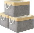 TheWarmHome Storage Basket for Organizing - Fabric Large Cubes 3 Pack 16x12x12 inch Baskets, Cube Storage Bin for Shelves Organizer Closet Cloth Gift Toy (Gold & Grey)