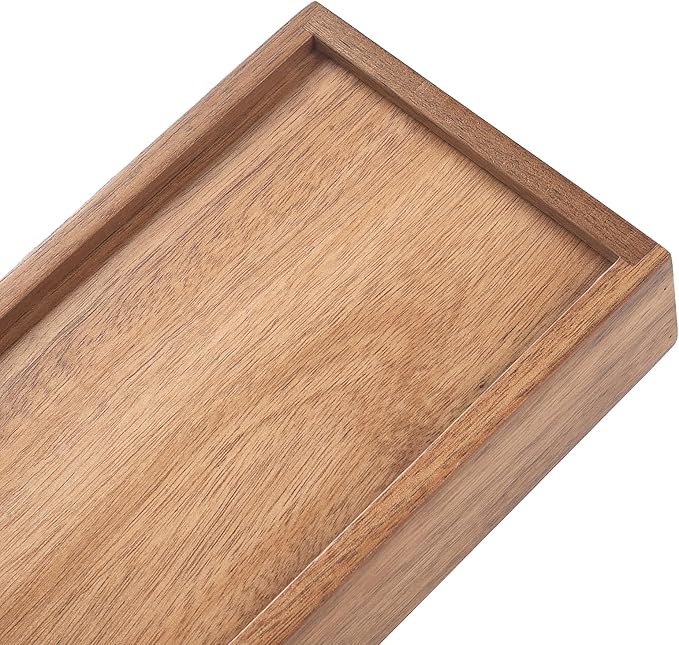 Bathroom Vanity Tray, Bathroom Tray for Counter, Acacia Wood Toilet Tank Tray for Organizing and Home Decor (11.8 x 4.5 x 1.6 inch)