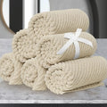 Cotton Washcloths - 6PC 13"x13" | Quick Dry | Soft | Light Weight | Absorbent | Hotel Quality, Luxury Wash Cloths for Body, Hand Towels for Bathroom & Showering, Towel Gift Set, Beige | Tan