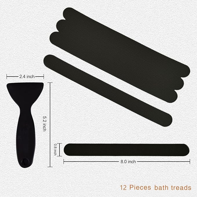 Anti Slip Shower Stickers, Safety Bathtub Strips Adhesive Decals with Premium Scraper for Bath Tub Shower Stairs Ladders Boats