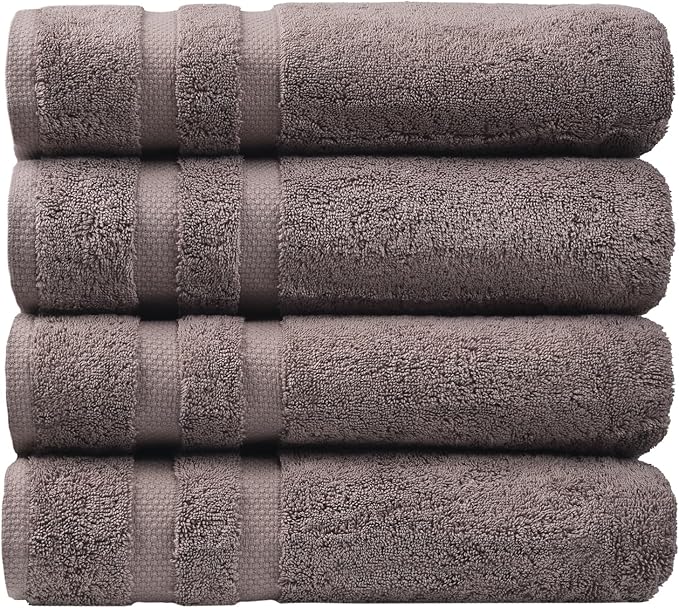 SOFE H&L | Olea Luxury Cotton Turkish Bath Towels Set of 4 Dark Gray | Premium, Soft, Durable, Absorbent | Hotel Quality Plush Towels and Thick Towel Sets