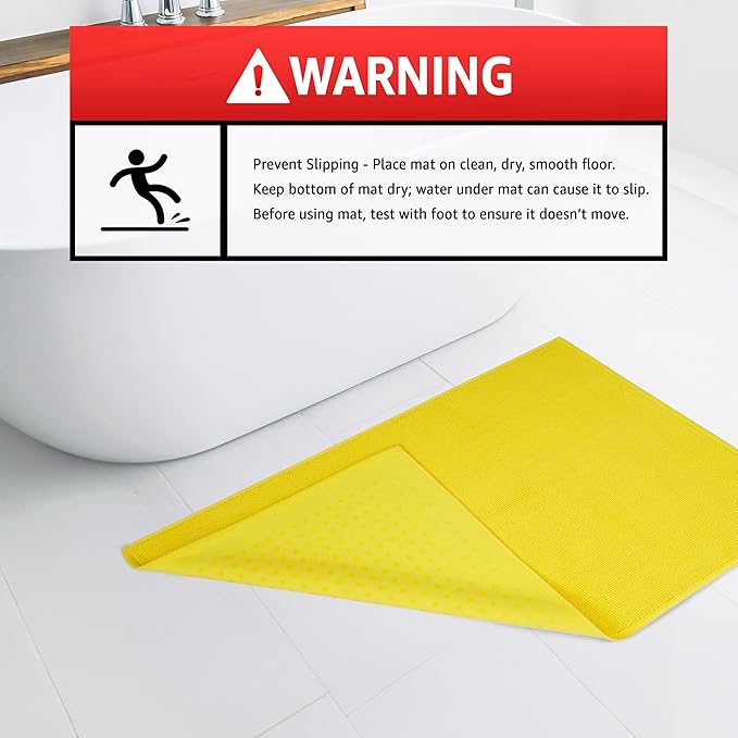 American Soft Linen Bath Rug, 20 in 34 in 100% Cotton Bath Mats Rugs for Bathroom, Slip Reducer Washable Shaggy Form Area Rugs, Yellow Bath Rug