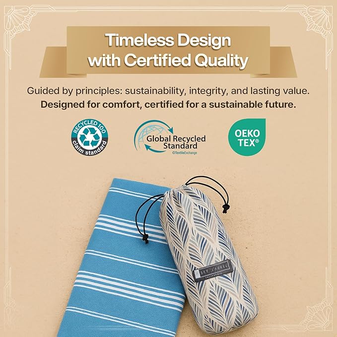 BAY LAUREL Turkish Beach Towel with Travel Bag 39 x 71 Quick Dry Sand Free Lightweight Large Oversized Towels Light - Pack of 4 (Pack of 4 - Denim Blue)