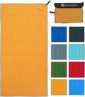ECCOSOPHY Microfiber Beach Towel – Quick Dry Gym Towel, Highly Absorbent with Ribbed Texture, Lightweight – Ideal for Travel, Pool, Yoga, Fitness & Outdoor Adventures – 60x30 Creamsicle