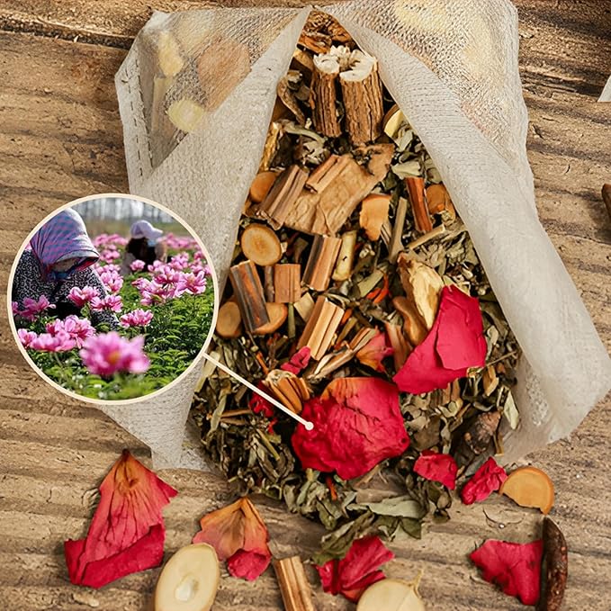 Herbal Foot Soak Bag Set - Ginger Infused Detox Foot Bath for Dry, Cracked Feet & Lymphatic Drainage,30-Pack Detox Soak to Purify & Revitalize Feet,艾草生姜中药泡脚包900g