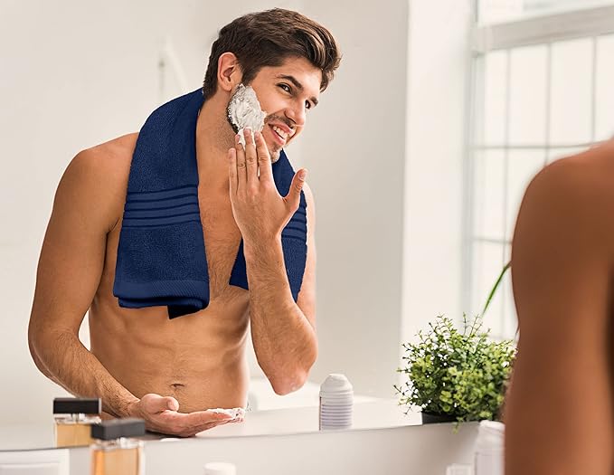Utopia Towels 8 Piece Premium Towel Set, 2 Bath, 2 Hand, and 4 Washcloths, 100% Ring Spun Cotton, Highly Absorbent Towels for Bathroom, Sports, and Hotel, Navy