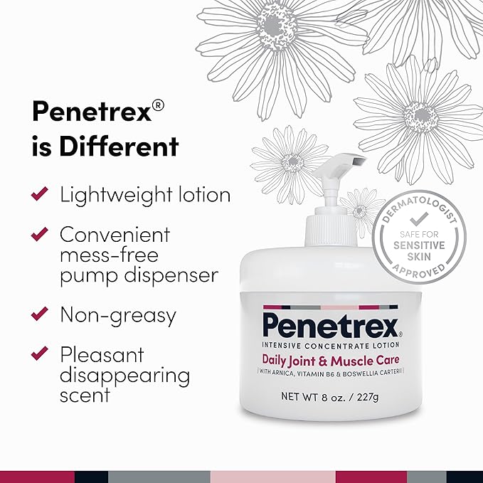 Penetrex Joint & Muscle Therapy Lotion - Soothing Relief for Back, Neck, Hands & Feet - Maximum Strength Premium Whole Body Recovery Rub with Arnica, Vitamin B6, MSM & Boswellia, 8 fl oz