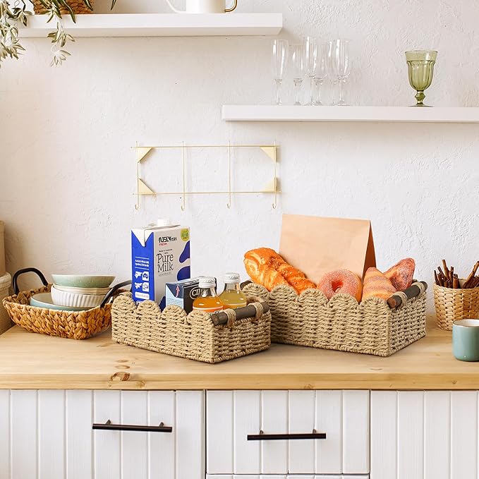 Storage Basket Wicker Baskets for Organizing Toilet Paper Storage Basket for Toilet Tank Top,Beige
