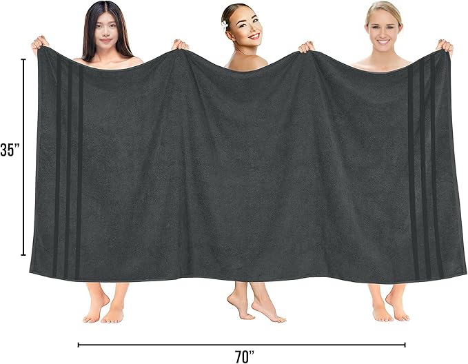 RIVERSIDE Pack of 2 Extra Large Bath Sheets 35 x 70 Inches - 100% Ring Spun Cotton Hotel Quality Oversized Bath Towels - Super Soft, Highly Absorbent & Quicker to Dry - Grey
