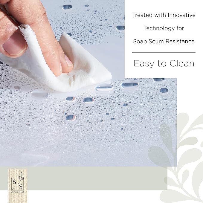 Stitch & Stone Shower Curtain Liner, Premium Medium Weight Durable Waterproof 6g PEVA for Bathroom with Weighted Magnets, Extra Long 72" x 78", Clear 1 Pack