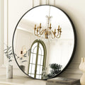 24 Inch Round Bathroom Mirror - Black Wall Mounted Circle Mirror with Metal Frame, Modern Round Hanging Mirror Suitable for Bathroom, Vanity, Entryway, Living Room