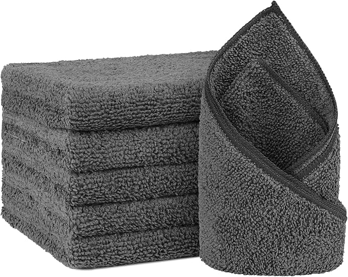 Orighty 6-Pack Grey Hand Towels - Quick Drying & Absorbent Microfiber Gym Towels 16x28 inches - Lightweight & Thin Grey Yoga Towel - Multi-Purpose Camping Towel for SPA, Hotel & Bathroom