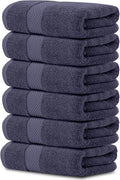 White Classic Luxury Navy Blue Hand Towels - Soft 100% Turkish Cotton | Highly Absorbent Hotel spa Bathroom Towel Collection | 16x30 Inch | Set of 6