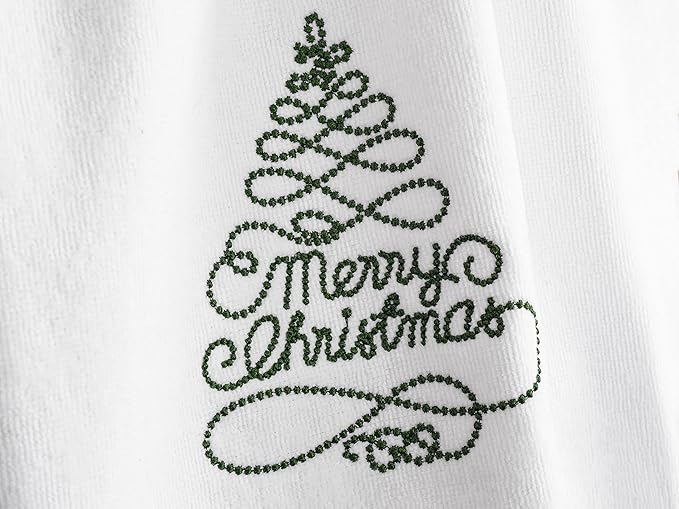 American Soft Linen Christmas Bath Towels Bathroom Set, 2 Packed Embroidered Decorative 100% Turkish Cotton Hand Bath Towels, Dish Towels for Decor Xmas, Tree-Deer