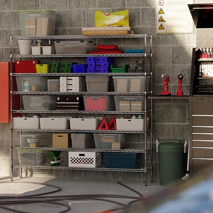 14" Deep x 72" Wide x 74" Height Wire Shelving Kit | 8-Tier | NSF Commercial Storage Rack Unit