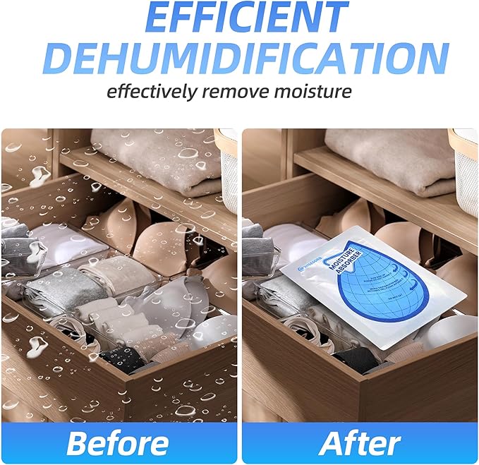 100 Gram 30 Packs Moisture Absorbers, Dehumidifier Bags for Bathrooms, Basements, Rvs, Humidity Packets for Closet