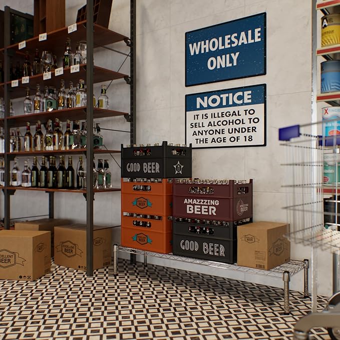 14" Deep x 48" Wide x 8" Height 1-Tier Wire Shelving Kit | NSF Commercial Storage Rack Unit
