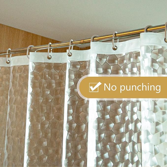 NTBAY EVA Clear Shower Curtain with Water Cube, Water-Repellent Liner with 3 Magnets for Bathroom, 36x72 Inches