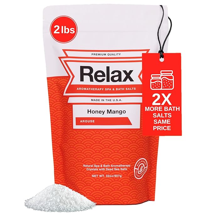 Relax Spa & Bath, Epsom & Dead Sea Salts, Aromatherapy Bath Salts for Hot Tub, Bath, or Spa, Infused with Magnesium, Honey Mango Scent