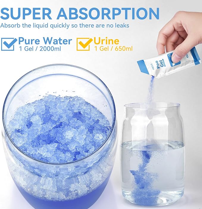 Poesie Poo Absorbent Gel Powder for Portable Toilet Camping Hiking Outdoor Portable Potty Resolution