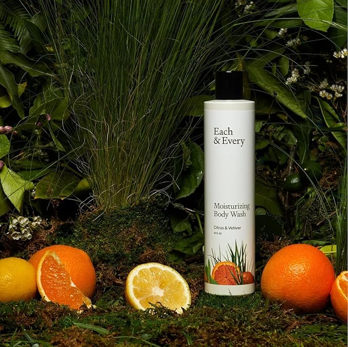 Each & Every Sensitive Skin Body Wash for Women & Men - Citrus & Vetiver - Moisturizing All Natural Body Wash & Shower Gel in Recyclable Packaging - Paraben, Sulfate & Cruelty-Free (10 Fl Oz)