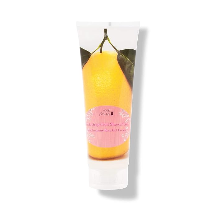 100% PURE Pink Grapefruit Shower Gel Natural Foaming & Hydrating Body Wash - Deeply Moisturizing Gentle Soap Cleanser for All Skin Types, Even Sensitive - Gluten-Free - 8 Fl Oz